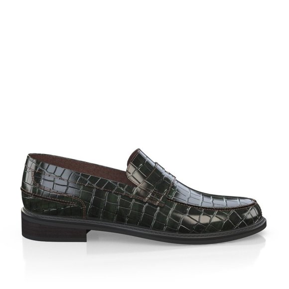 Bashwood Handmade Black Crocodile Pattern Leather Loafer Shoes main image 5